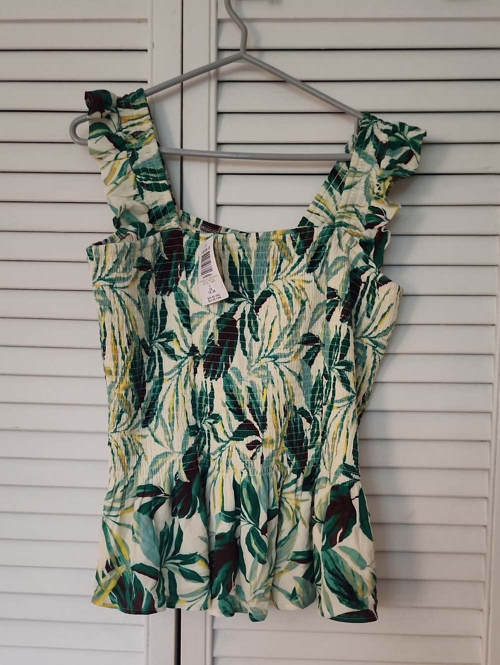 torrid Green Tropical Smocked Ruffle Top.